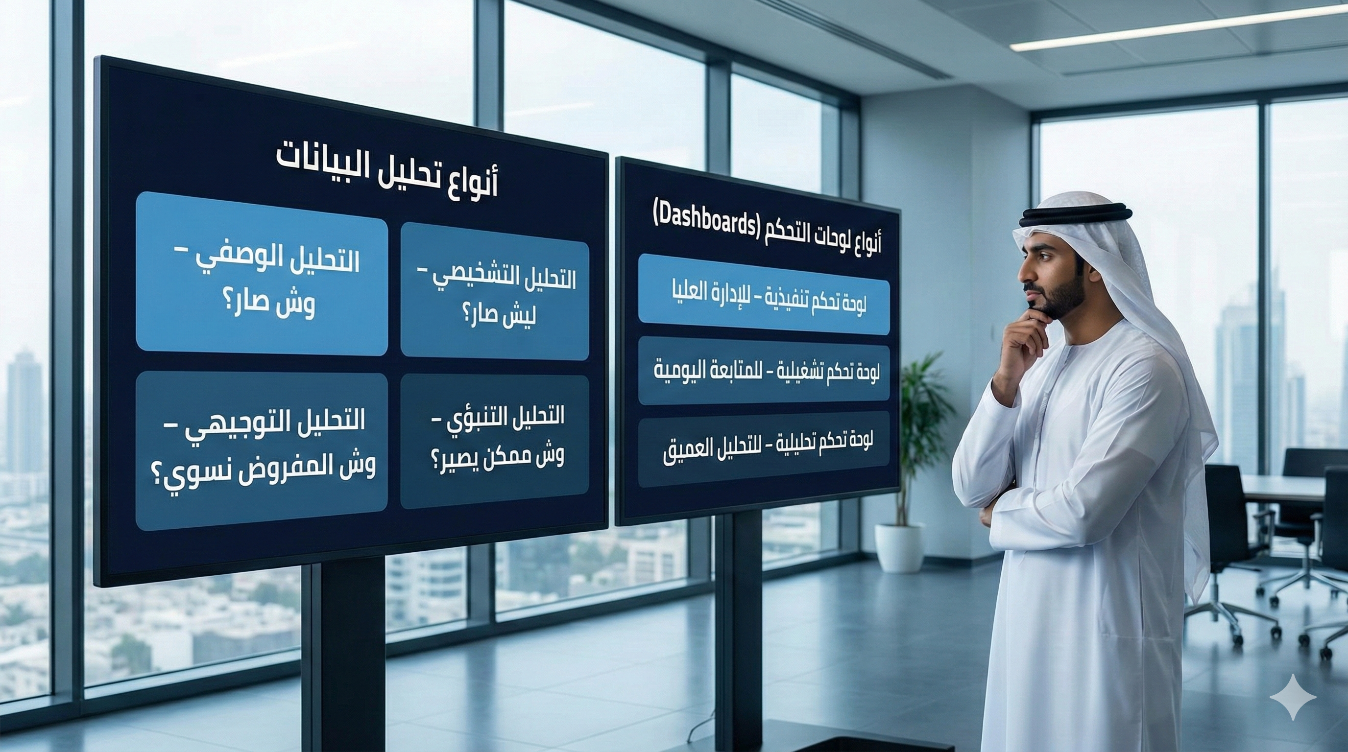 مقارنة بين أنواع التحليل وأنواع الـ Dashboards